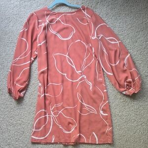 Coral Dress with White Floral Print